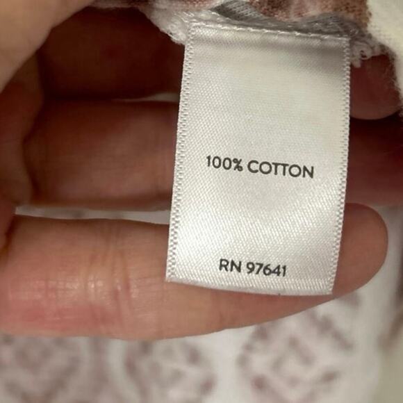 J Jill Pure Jill 100% Cotton V Neck 3/4 Sleeve Diamond Print Top Size Large - Picture 7 of 8